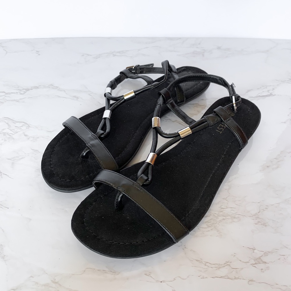Nine West | Suede Leather Strap Sandal (Black)